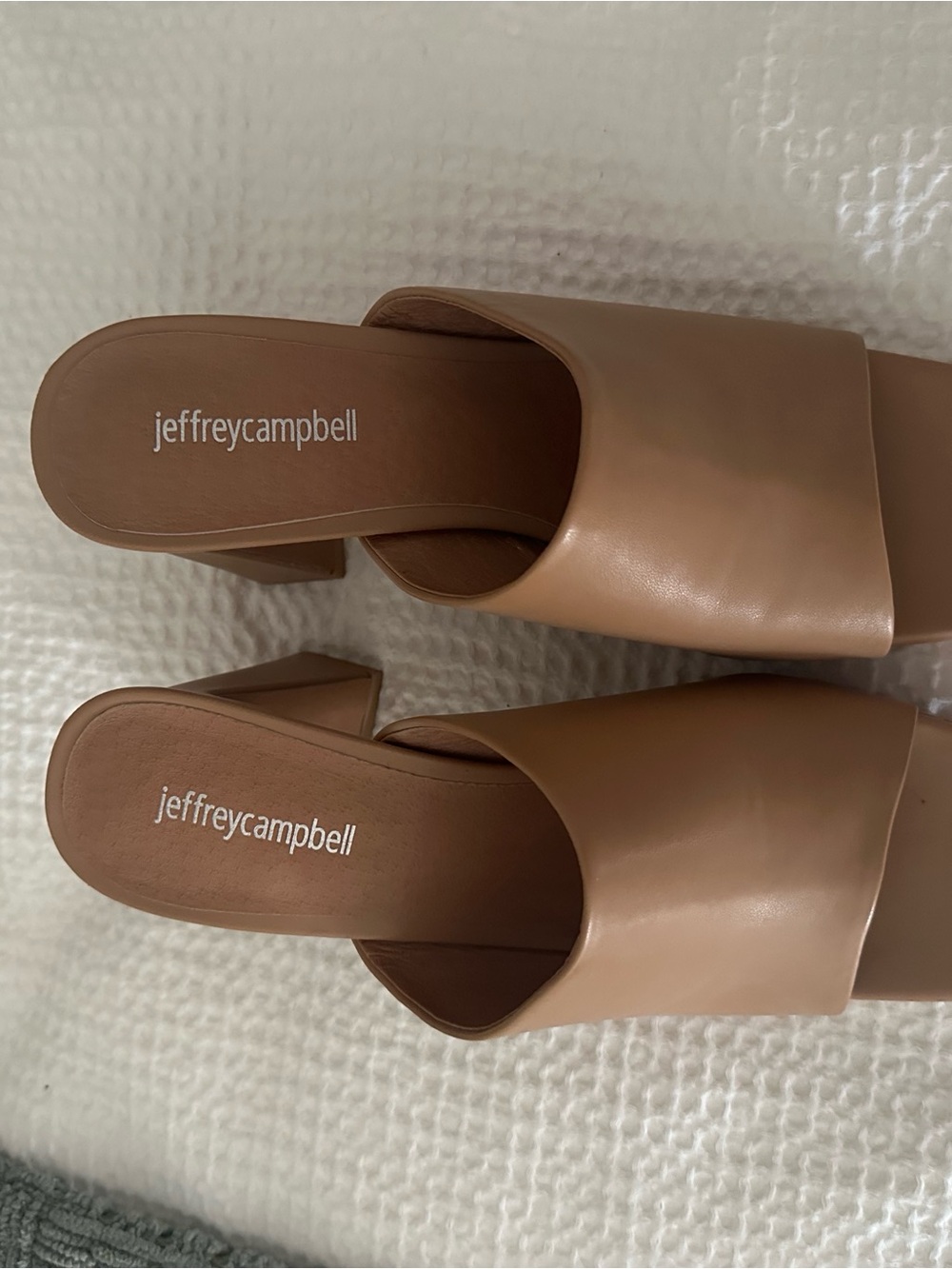 Jeffrey Campbell Tan Leather Slide Mules